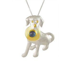 Sterling Silver and 22K Gold Vermeil Frisbee Retriever Pendant